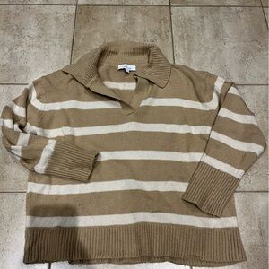 Striped Tan and Cream Sweater